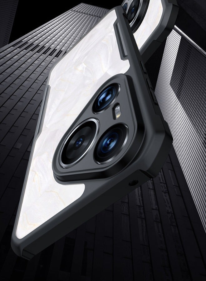 إكسوند حافظة هواوي Pura 70 مع حبل، لوحة خلفية من الأكريليك الشفاف + غطاء إطار ناعم أسود من مادة TPU، حافظة معتمدة مقاومة للسقوط من الدرجة العسكرية SGS، غطاء خلفي فائق مضاد للسقوط لهاتف هواوي P70، شفاف/أسود - Image 3